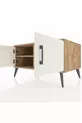 Commode Kronos à 2 étagères et 2 portes Pin-Pierre de Lune/Pin