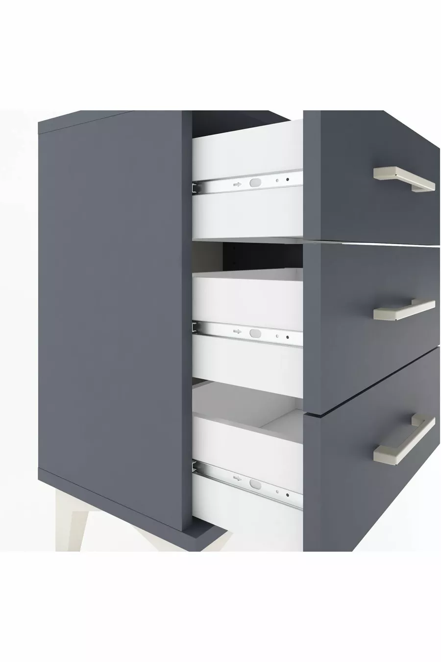Chevet Arges 3 tiroirs Anthracite-Anthracite