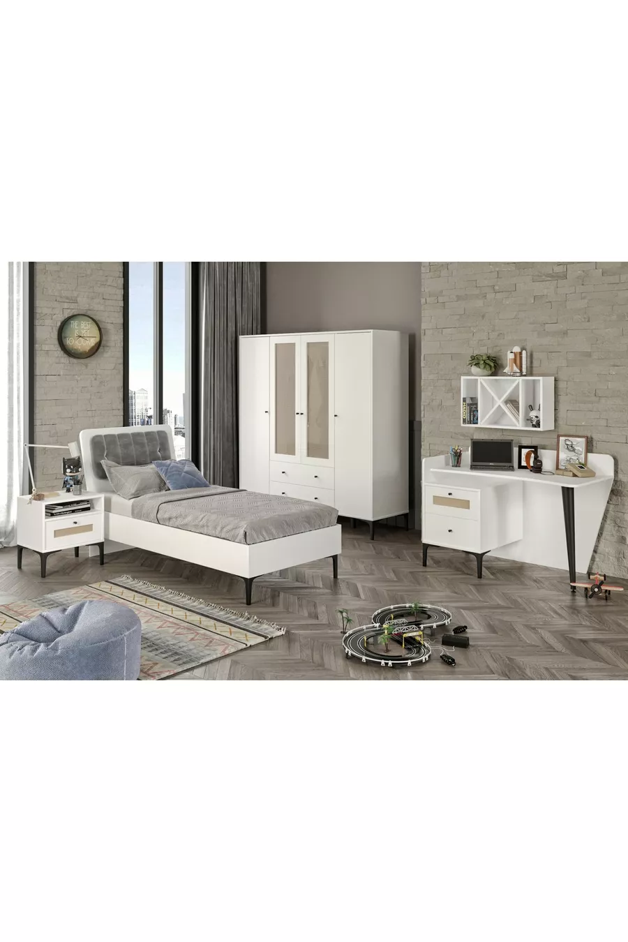 Chambre d'adolescent Trio White XL (%mdf)