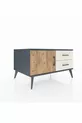 Commode Kronos à une étagère, 2 tiroirs et une porte, Anthracite-Sapin/Gris pierre