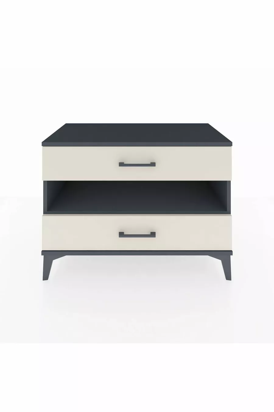 Commode Hyperion à une étagère et 2 tiroirs Anthracite-Pierre de Lune