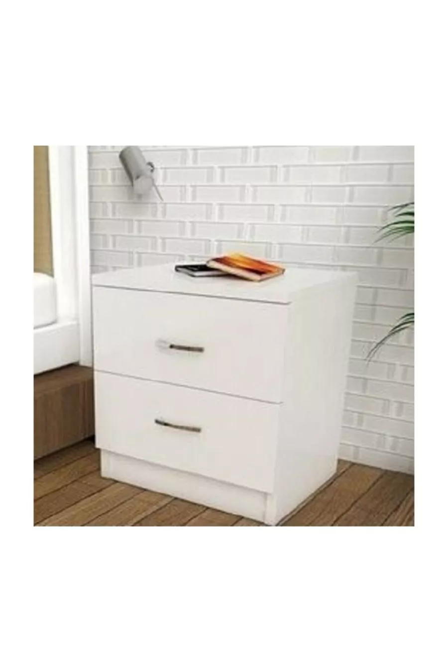 Table de chevet Star Legless 2 tiroirs blancs
