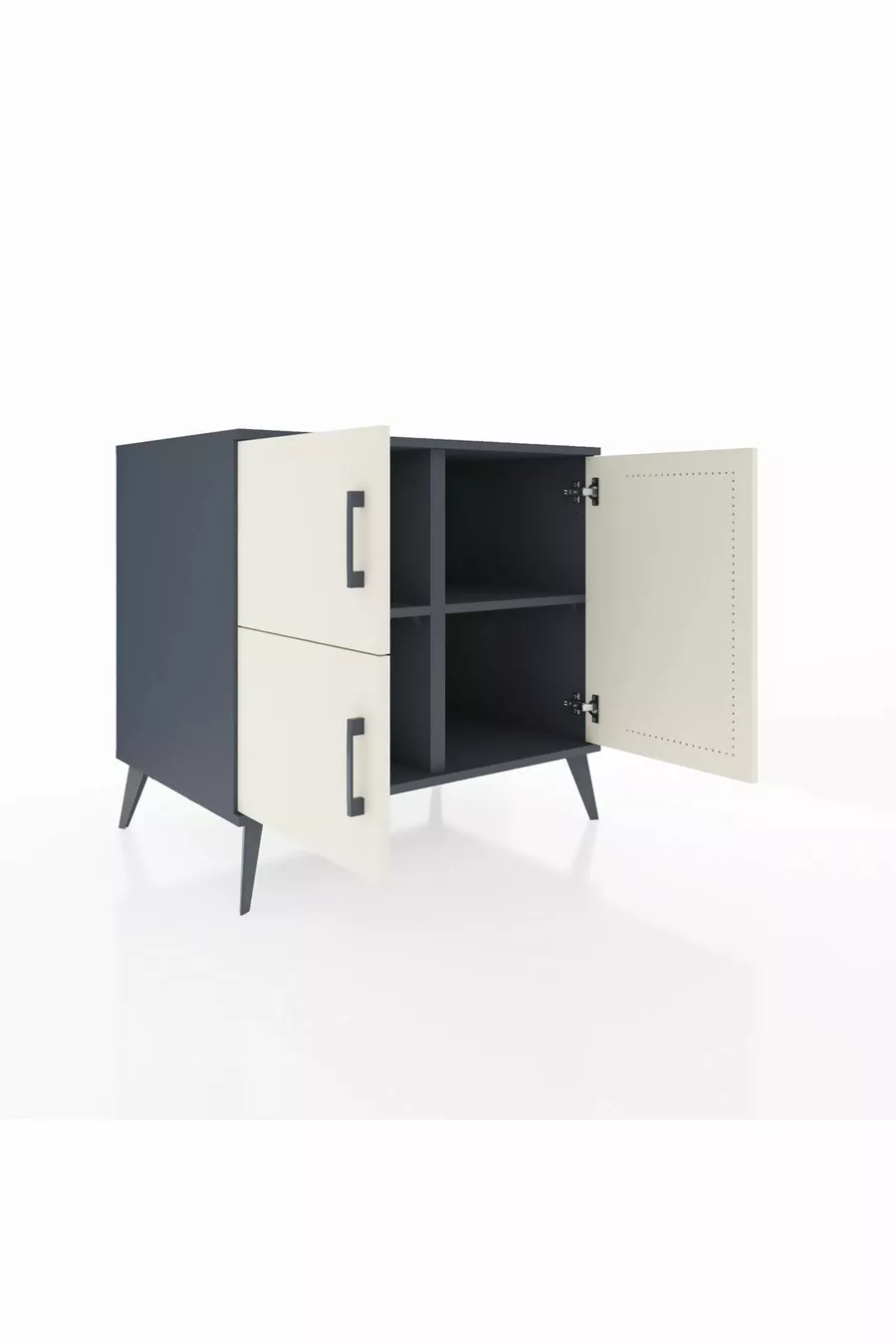 Commode Kronos 2 étagères 3 portes Anthracite-Pierre de lune/Anthracite