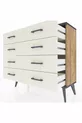 Commode Arges 8 tiroirs Pin-Anthracite/Gris pierre