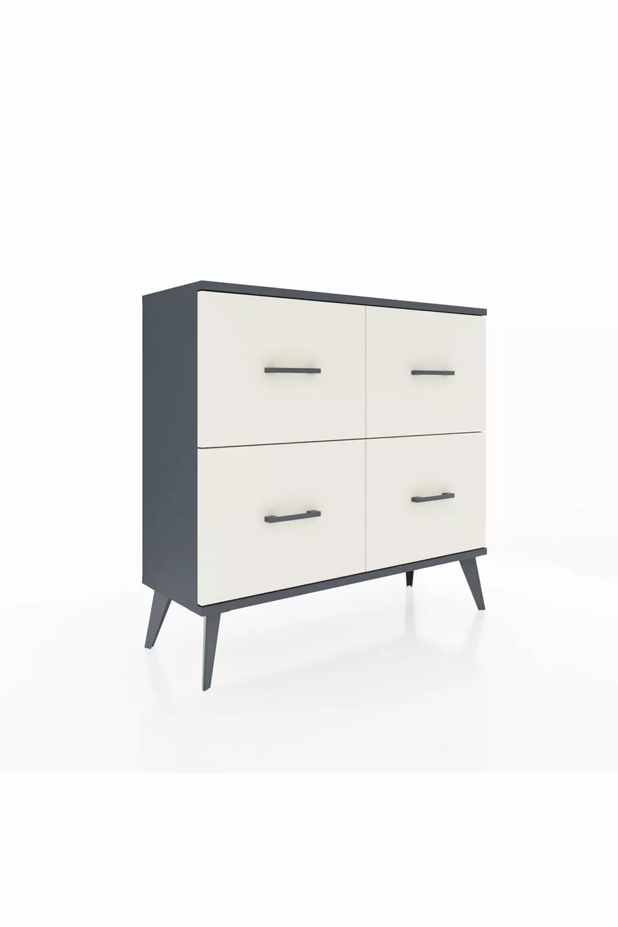 Commode Arges 4 tiroirs Anthracite-Anthracite/Gris quartz