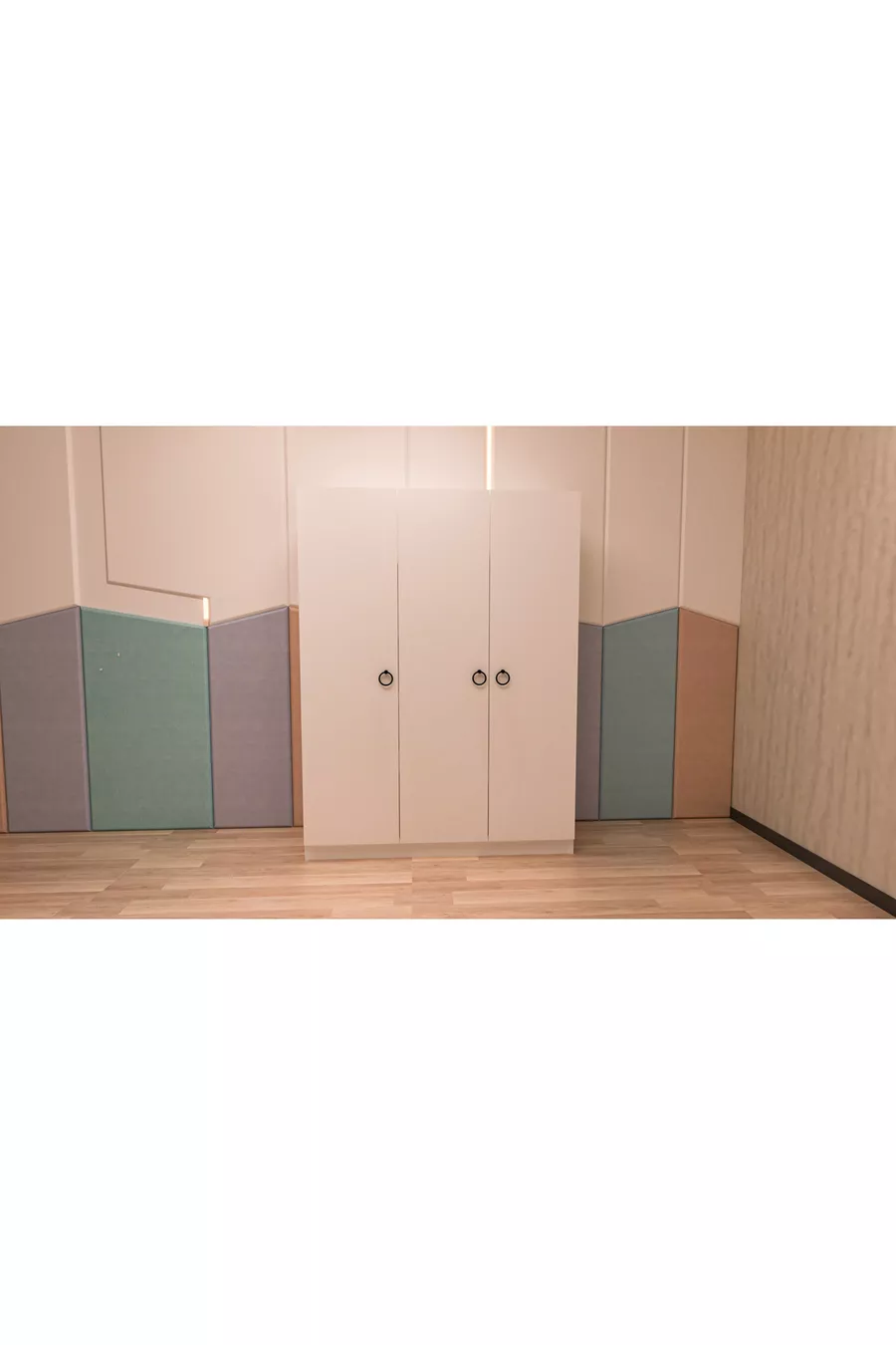 Ensemble de chambre d'adolescent en MDF blanc 4 pièces (lit, armoire, bibliothèque et bureau)