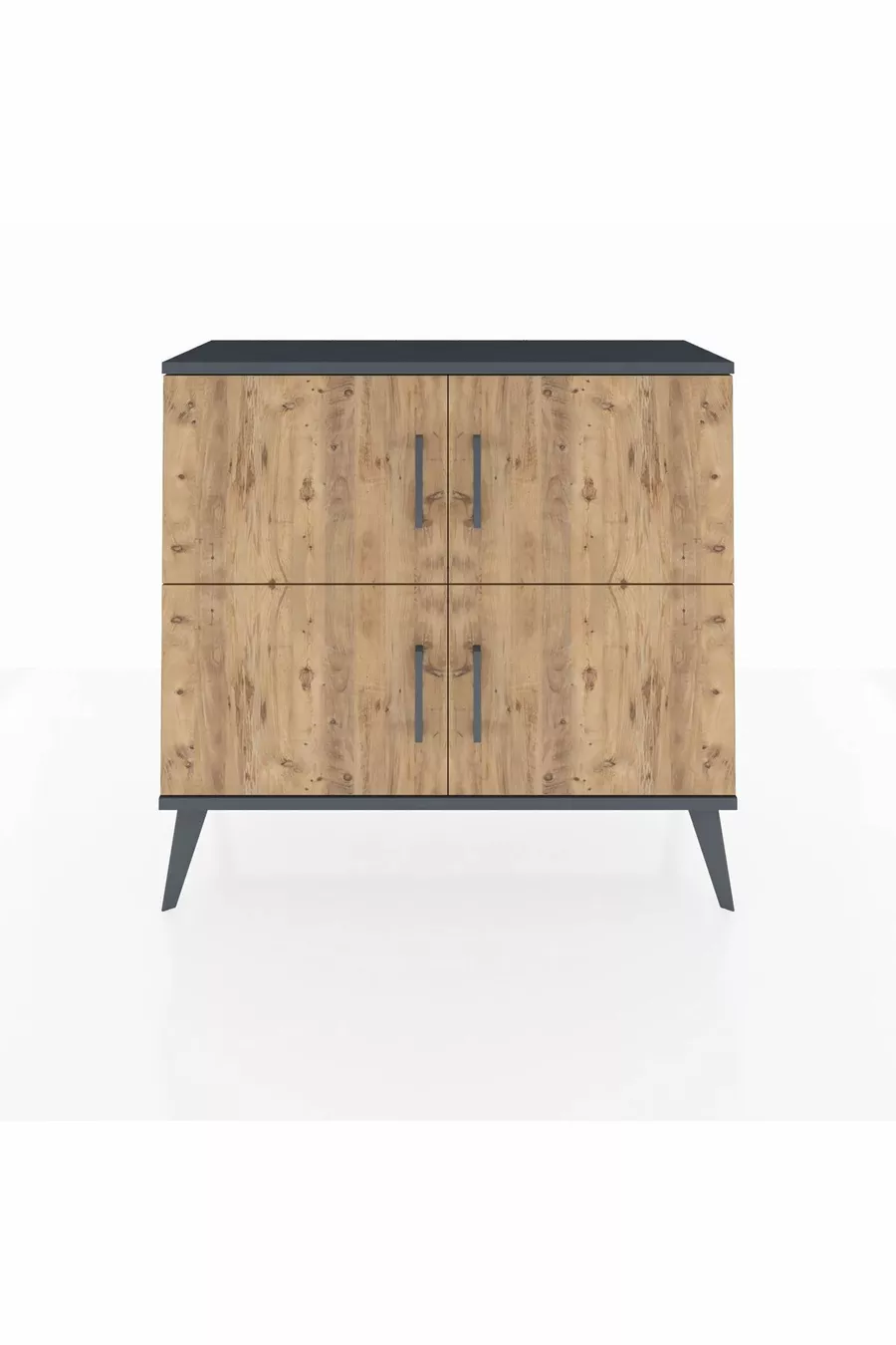 Commode Arges 2 étagères 4 portes Anthracite-Pin/Anthracite