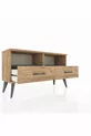 Commode Arges 2 étagères 2 tiroirs Pin-Anthracite/Pin