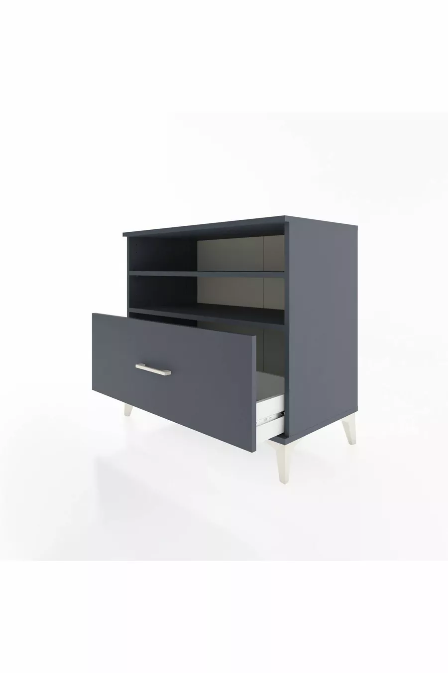 Commode Hyperion 2 étagères 1 tiroir Anthracite-Anthracite