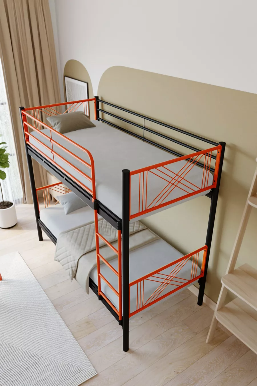 Lit superposé en métal premium Mix Compatible avec lit Matelas Orange Séparable
