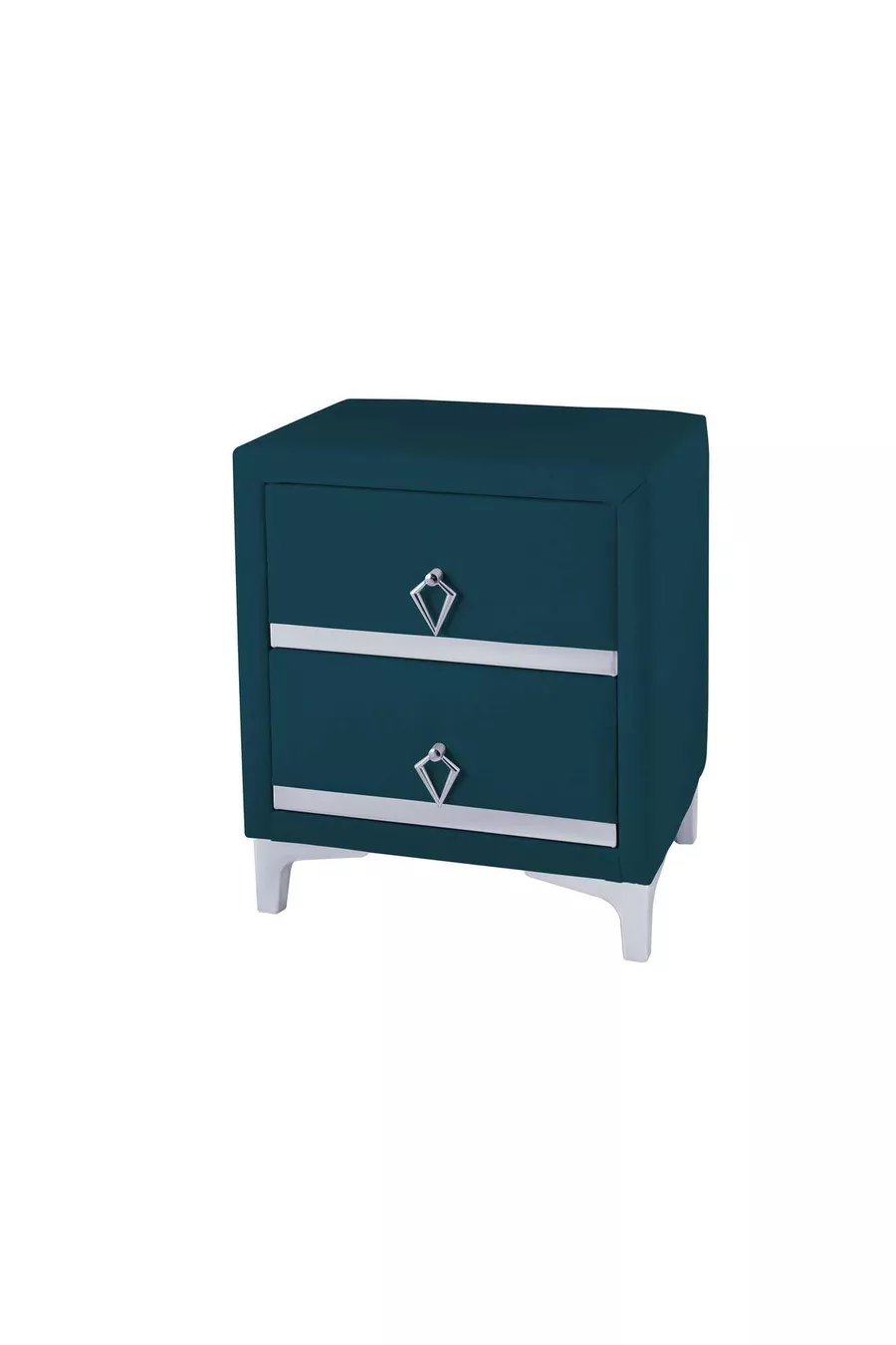 Table de chevet Doppia Linea Silver, à deux tiroirs