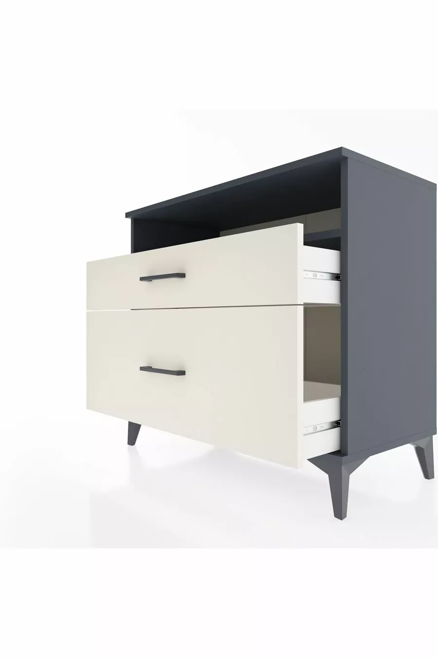 Commode Hyperion à une étagère et 2 tiroirs Anthracite-Pierre de Lune