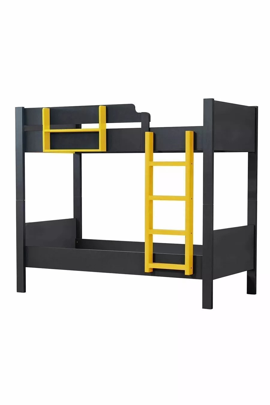 Lits superposés, lits superposés démontables pour enfants, 2 places, anthracite - jaune - cm