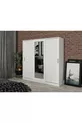 Armoire à vêtements Samira en MDF avec portes coulissantes et miroir blanc - MDF de première qualité