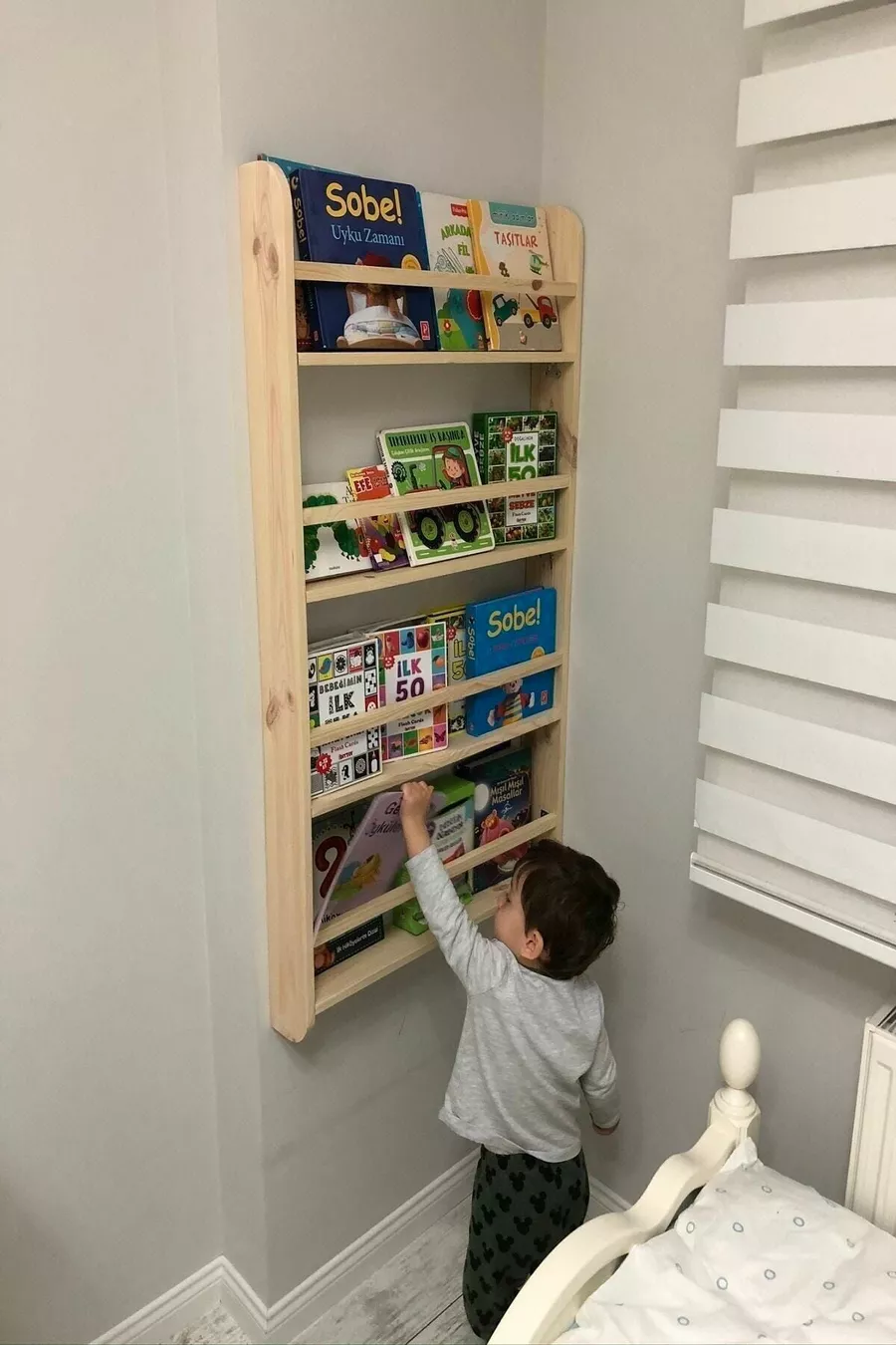 Bibliothèque Montessori pour chambre d'enfant, bibliothèque éducative, étagère murale en bois pour chambre de bébé, Cm