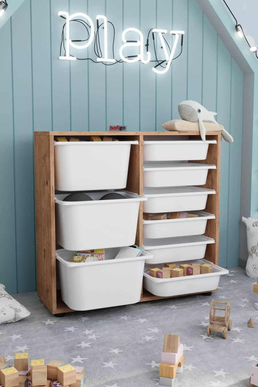 Armoire à 9 paniers Armoire multi-usages Armoire à jouets Çağla Çam