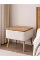 Table de chevet Nivo avec tiroir, revêtement en tissu Teddy et pieds en bois, table de chevet moderne