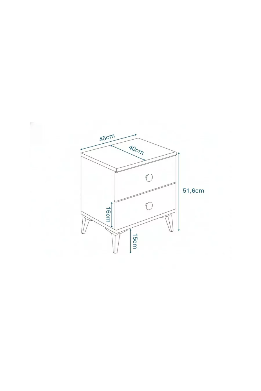 Table de chevet en chêne avec 2 tiroirs Fındık - MDFLAM de qualité supérieure