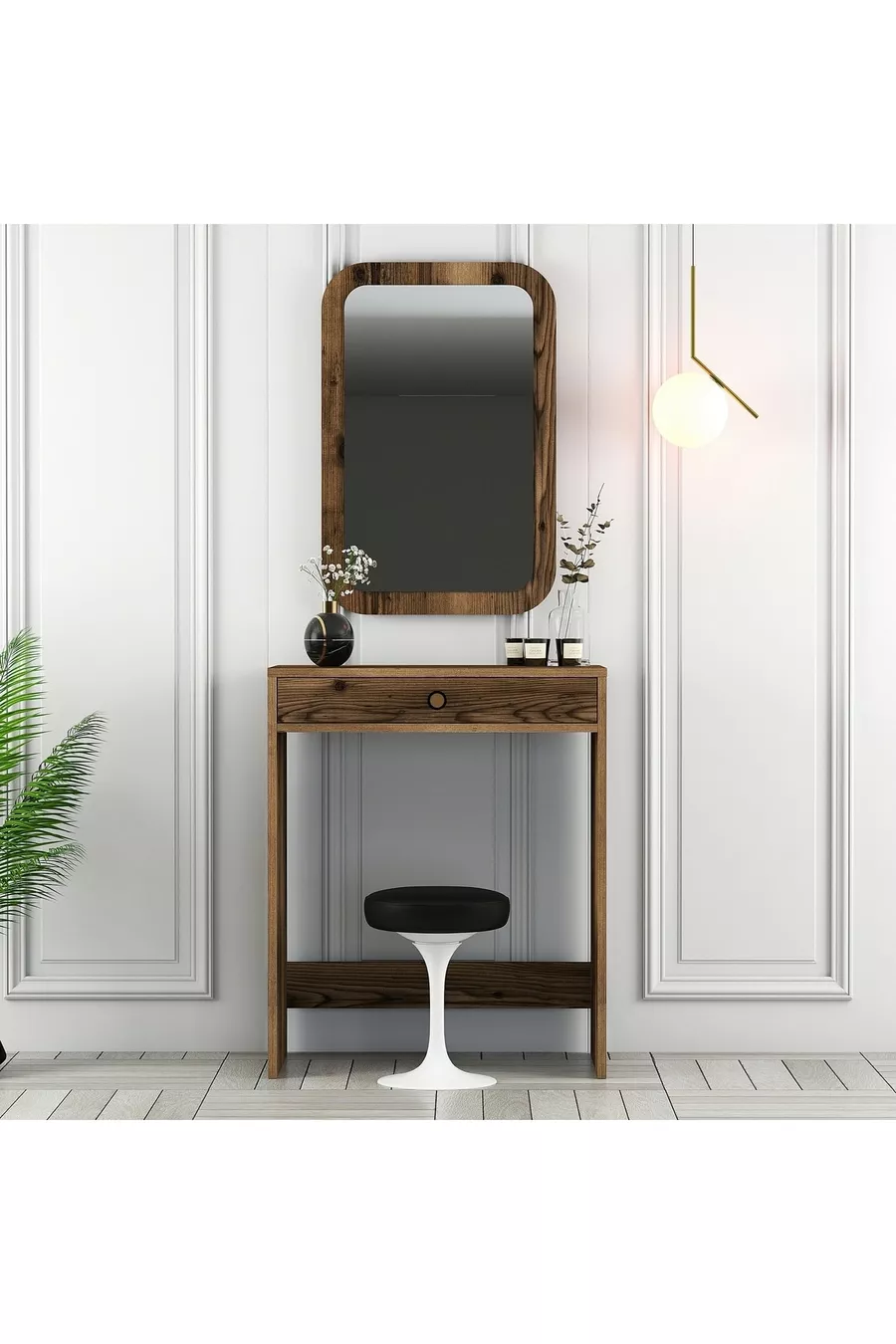 Coiffeuse miniature avec miroir Lisbonne - Noyer