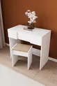 Coiffeuse avec miroir, pouf et tiroirs B Anka, blanc, avec organisateur pour chambre à coucher et siège