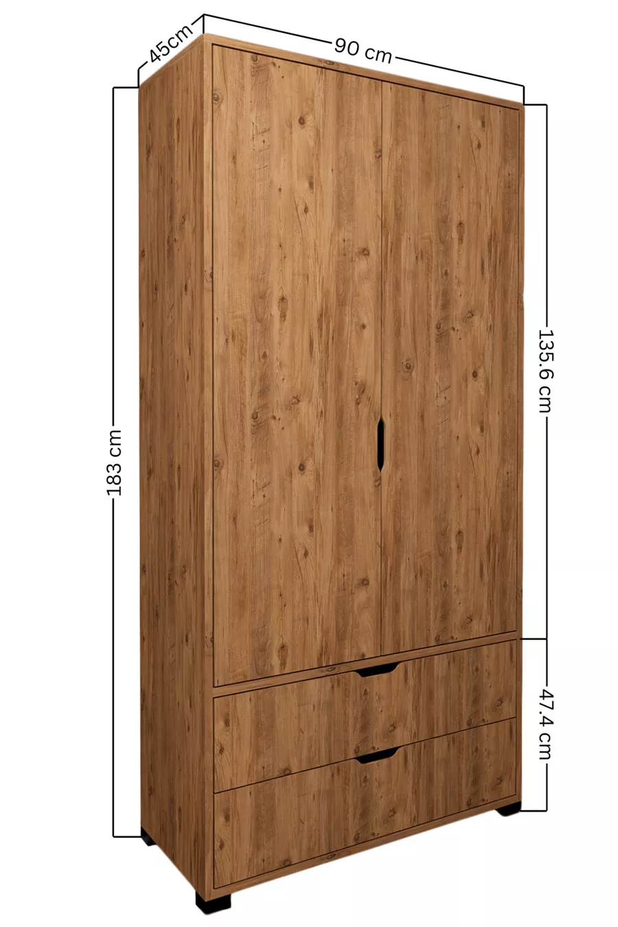 Armoire multifonction Atlas à 2 portes et 2 tiroirs