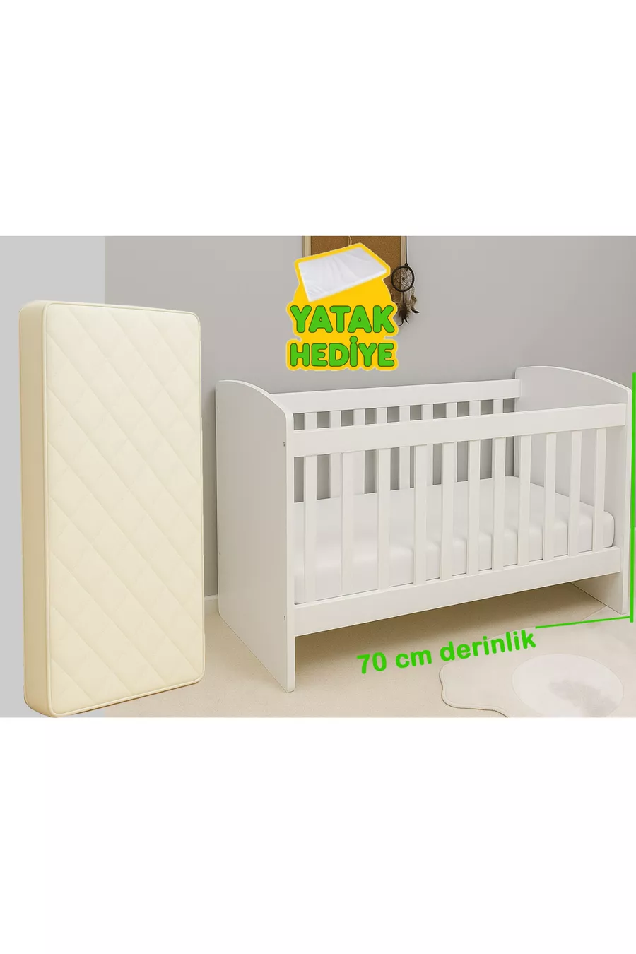 Berceau pour bébé à balancement profond avec hauteur réglable (Lit offert)