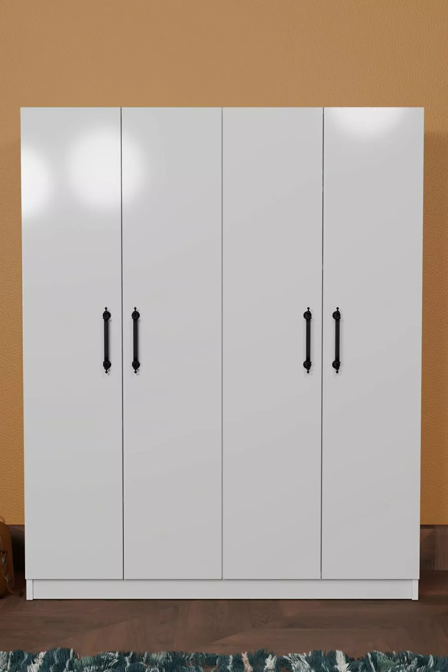 Placard  ARENA BLANC, 4 PORTES, 2 BARRES DE CINTRES, 6 ÉTAGÈRES