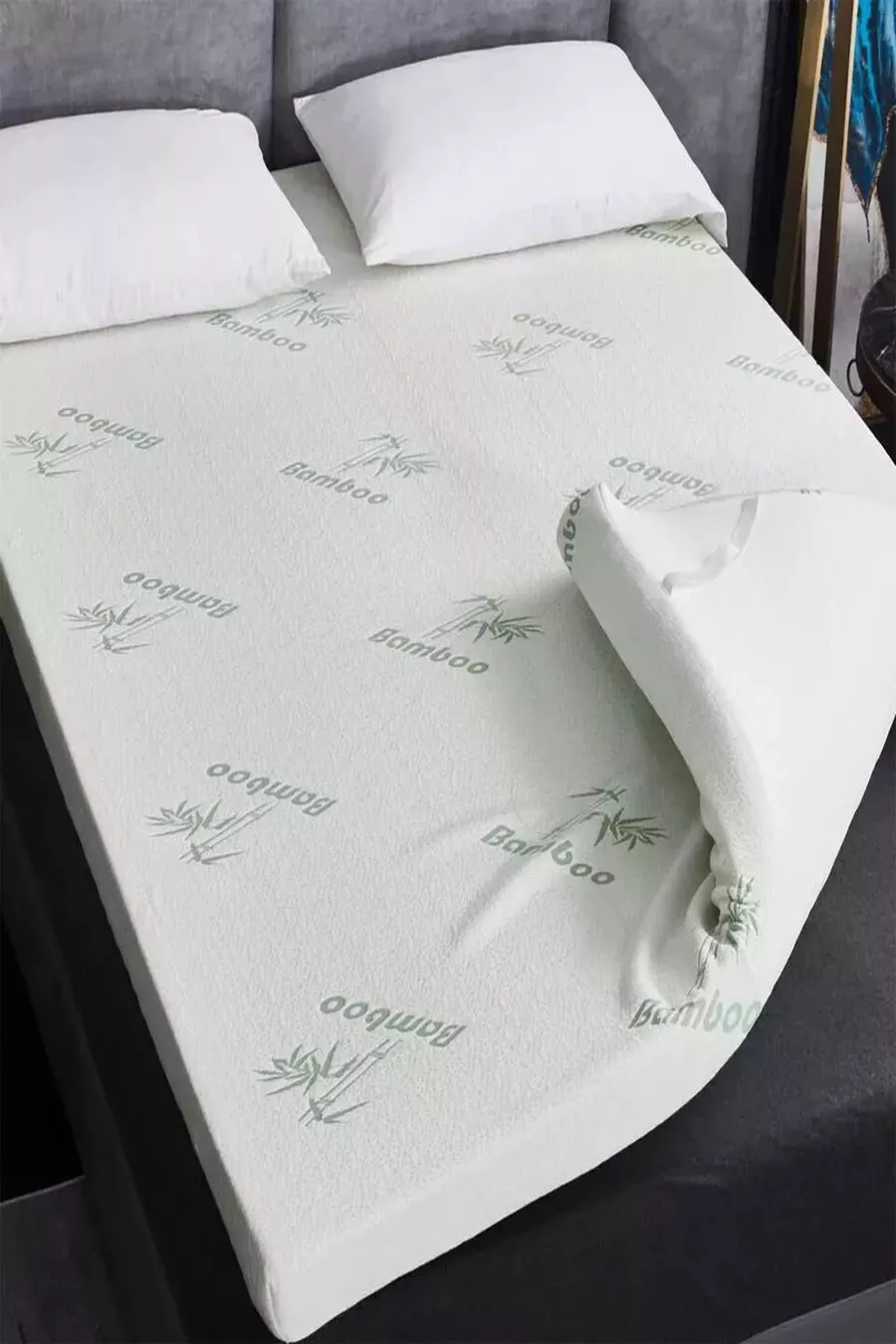 Lit de sol pliable en bambou avec matelas en mousse de cm fonctionnel (Coussin en bambou offert)