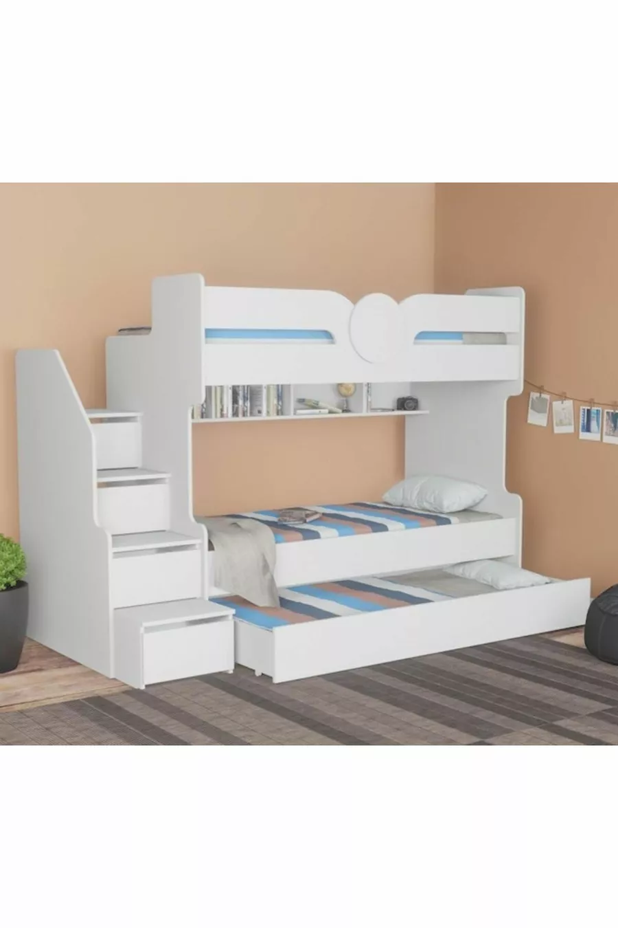 Lits superposés en MDF pour 3 personnes
