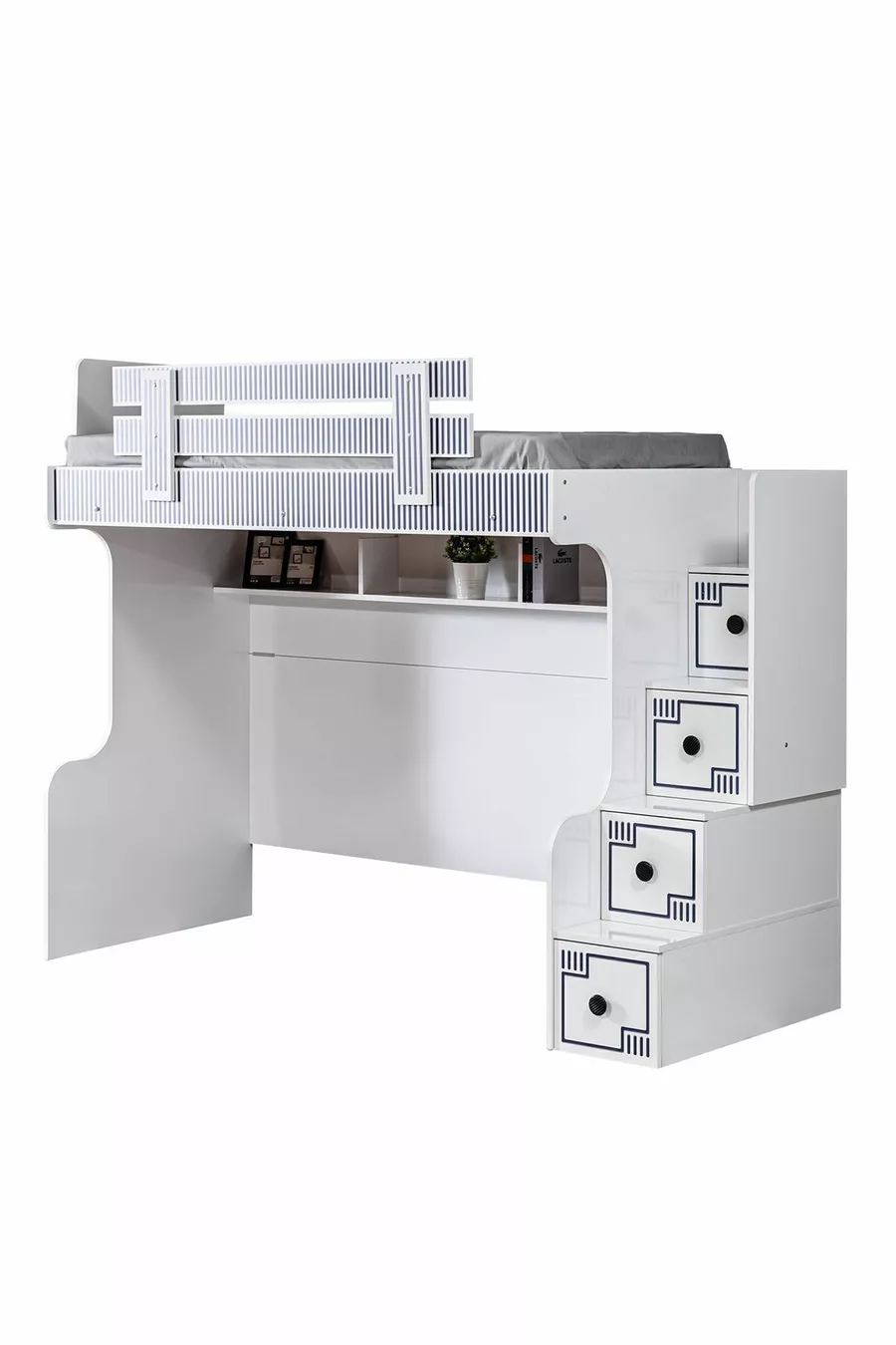 Lit superposé, Lit superposé avec cadre, Bureau, 2 matelas confort