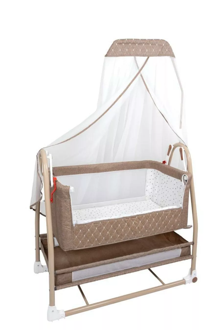 Berceau Royal Anne à Côté avec Tulle, Berceau Panier, Berceau Bascule pour Bébé, Berceau à Côté de la Maman