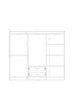 Armoire Bianca à 6 portes et 2 tiroirs, grande armoire & penderie, pin Atlantique & blanc