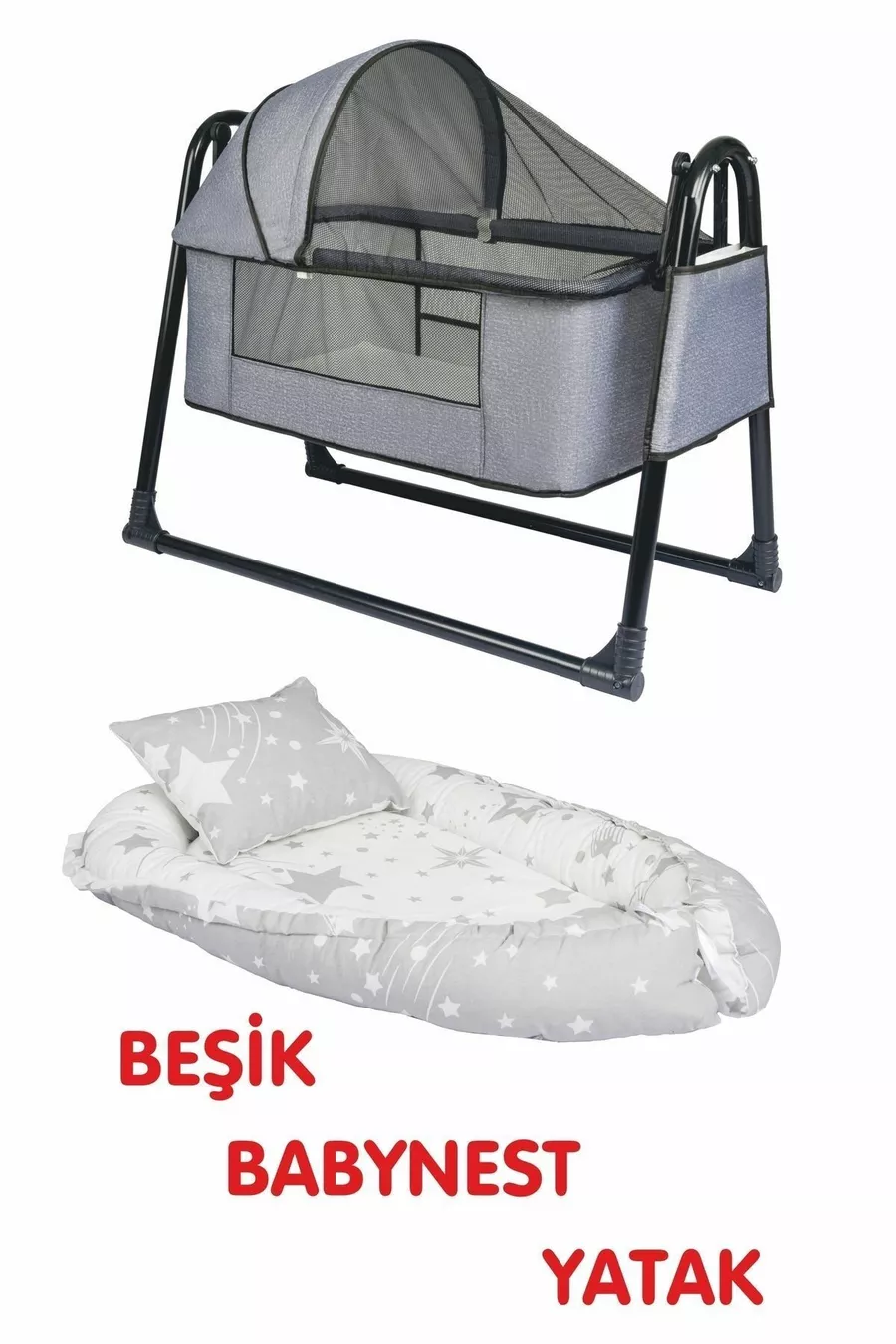 Btrend Babynest Lit et Oreiller + Cadeau Pochette Berceau Bascule Panier Lit Bébé Hamac Ensemble 2 pièces