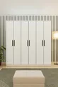 Gm  Placard préféré à 6 portes sans miroir, blanc avec poignées noires