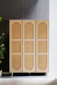 Garde-robe Bali Bohem à 3 portes – Armoire à vêtements avec portes en MDF et tissu jute | Couleur chêne –