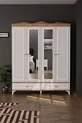 Armoire à miroir Nova 4 portes avec 2 tiroirs, pin Atlantique