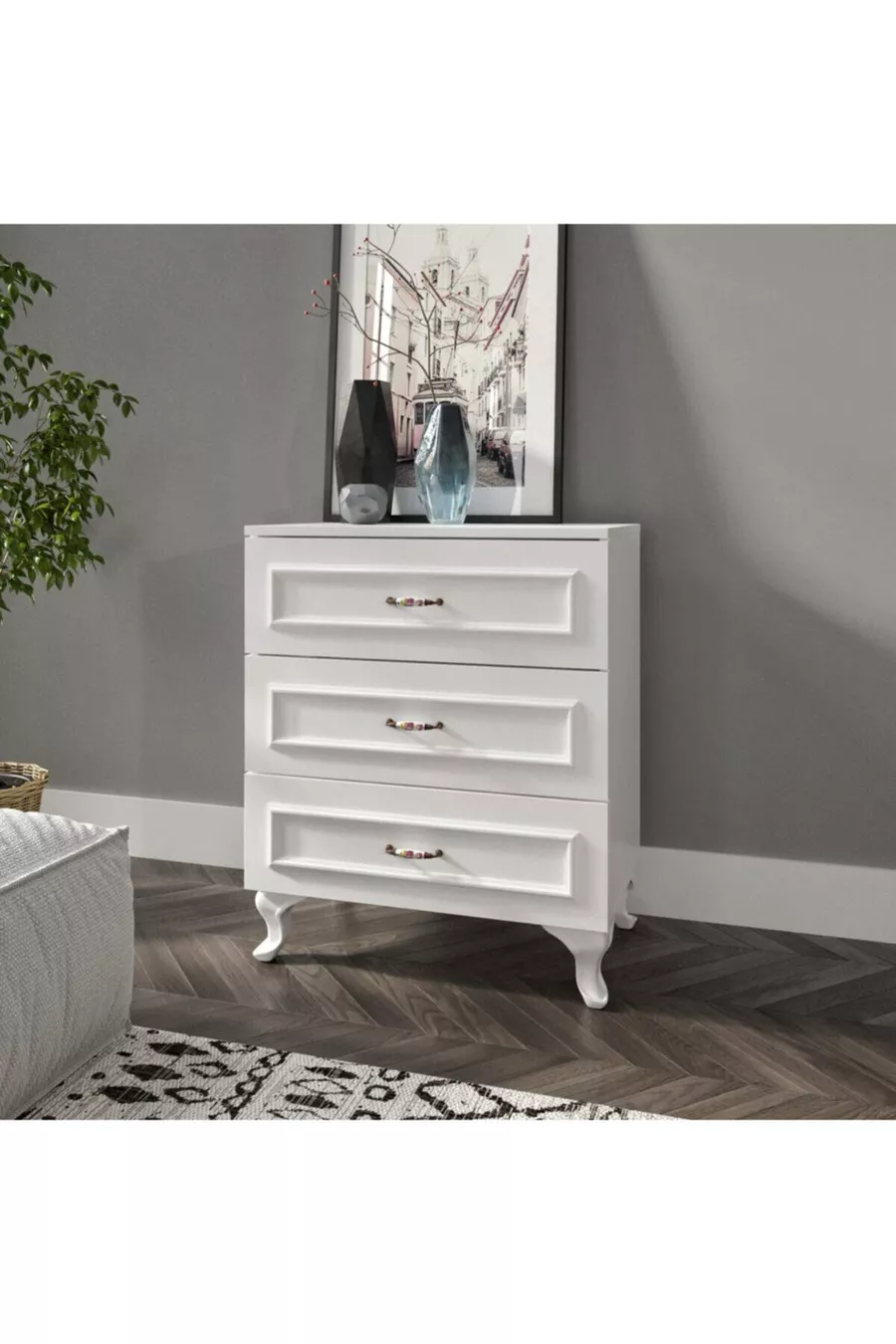 Commode Country à 3 tiroirs Kartopu entièrement en MDF