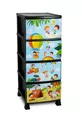 Chevet en plastique à 4 tiroirs avec motif enfant imprimé - pour jouets - panier à jouets