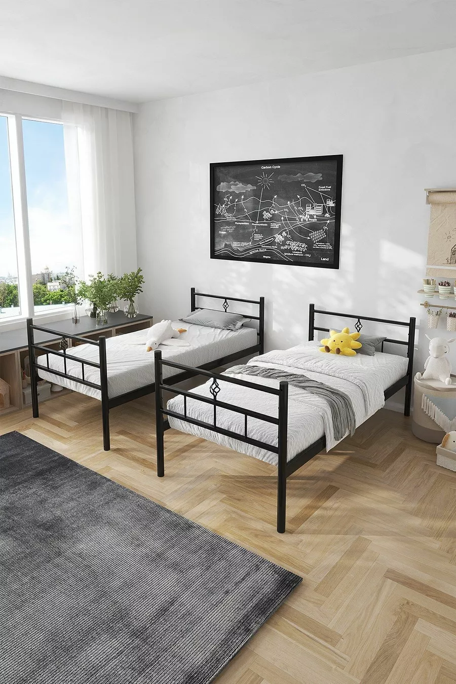 Koza Ranza Lits Superposés Métal Noir Compatibles avec Matelas, Amovible