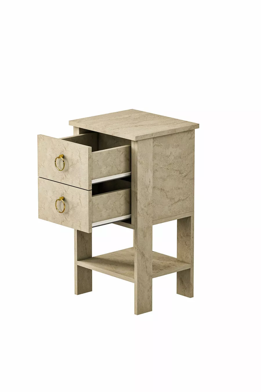 Table de chevet Cevheri 2 tiroirs - Travertin