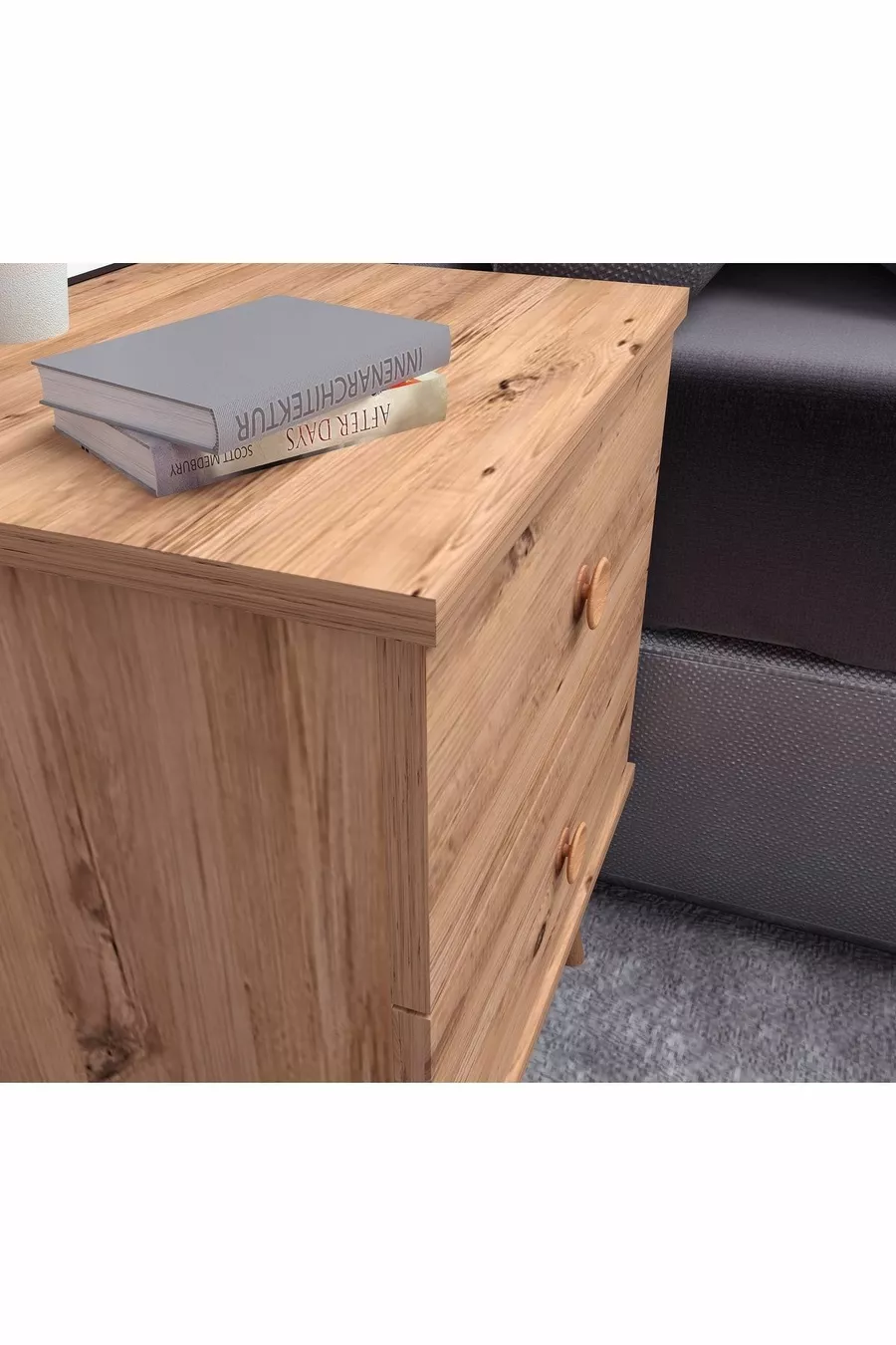 Table de chevet Milas en pin de l'Atlantique sur pieds en bois