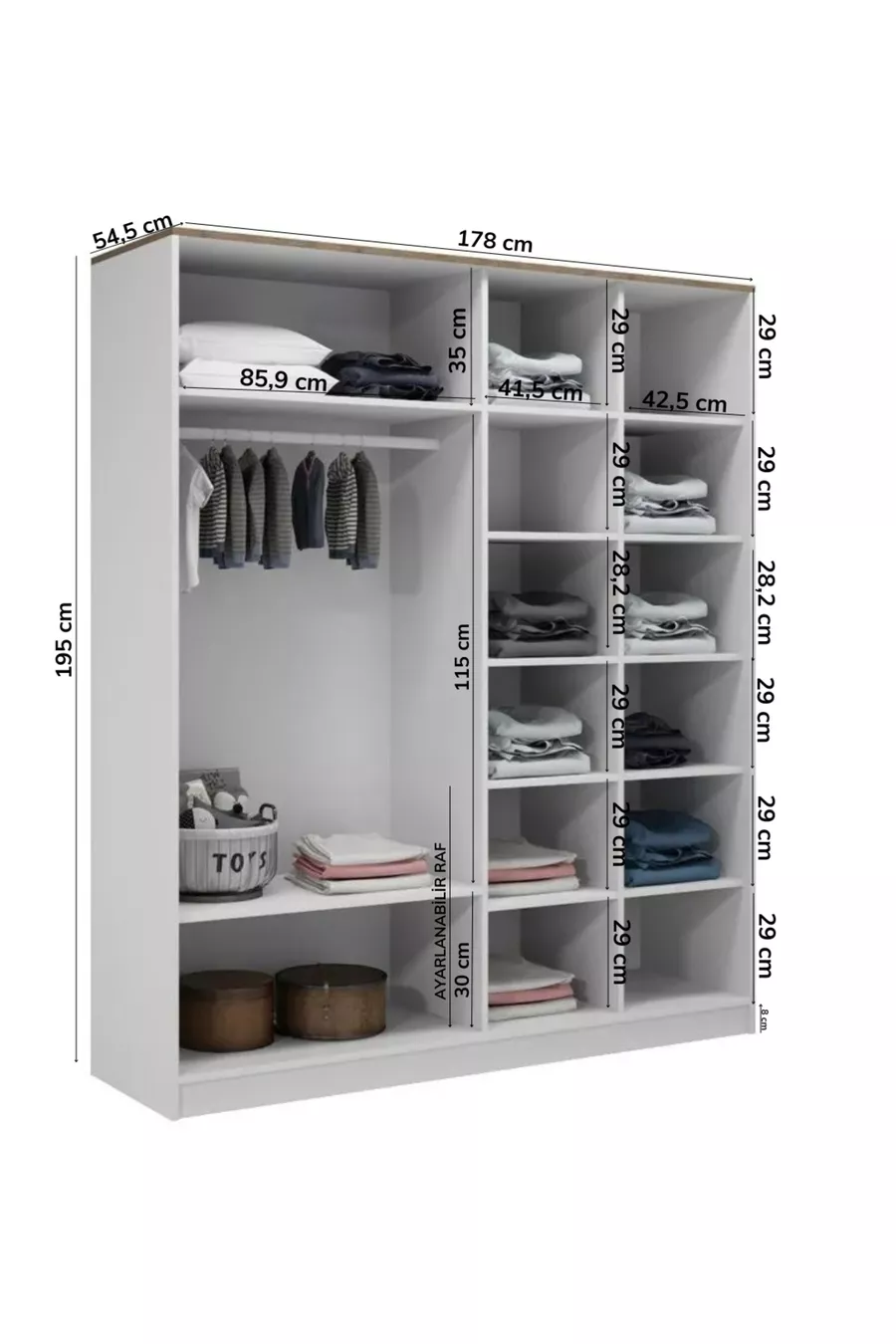 Armoire/Penderie Smart 4 Portes avec Miroir (% MDF)