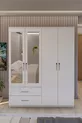 Armoire avec miroir, 4 portes et 2 tiroirs