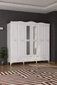 Armoire blanche Luna à 3 tiroirs avec miroir et 6 portes
