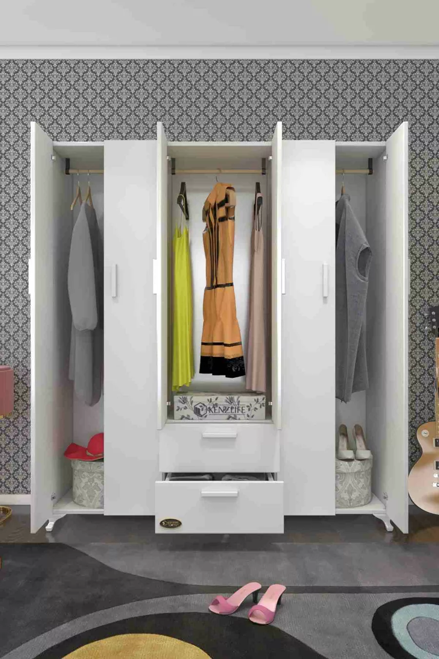 Armoire 6 portes 2 tiroirs Glayör ** Armoire sur pieds Byz