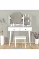ENSEMBLE LÉGENDAIRE DE COIFFEUSE BLANCHE AVEC TABOURET