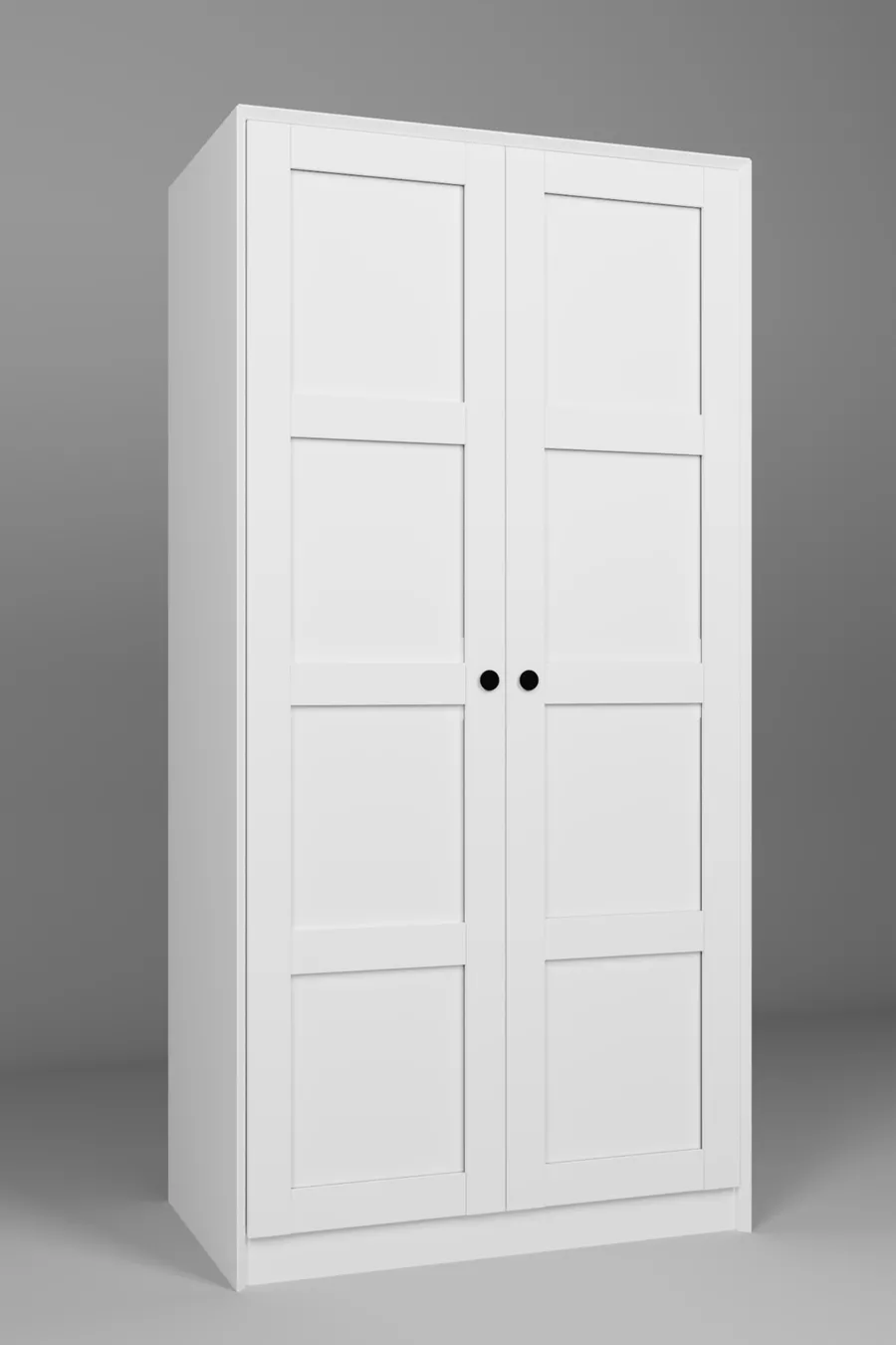 Armoire à deux portes Lucas et placard multifonction - Blanc mat