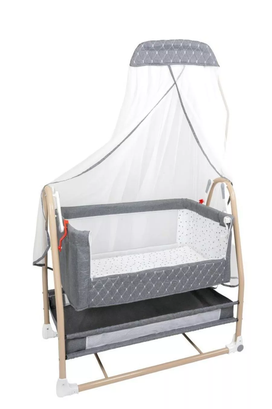 Berceau Royal Anne à Côté avec Tulle, Berceau Panier, Berceau Bascule pour Bébé, Berceau à Côté de la Maman