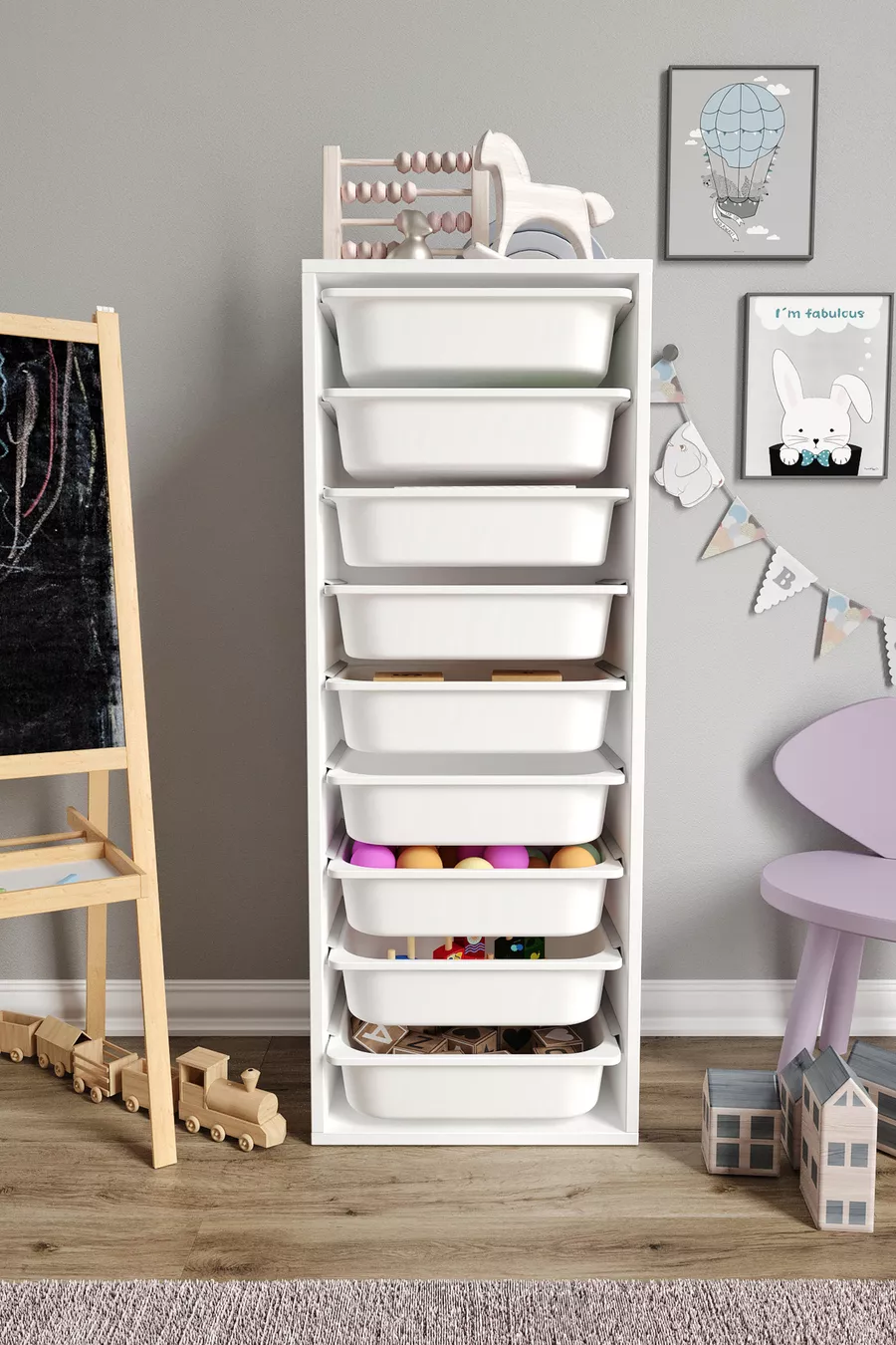 % MDF - Armoire à Jouets XL Mono 9 Paniers