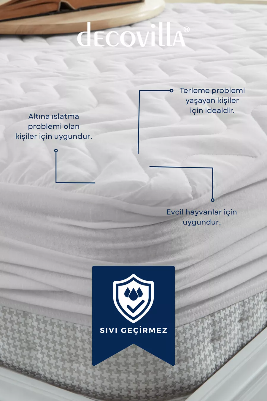 Protège-matelas matelassé ajusté avec bords complets, imperméable aux liquides, drap housse blanc